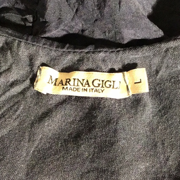 Marina Gigli Made in Italy tank blouse silk blue lace L - Picture 3 of 5